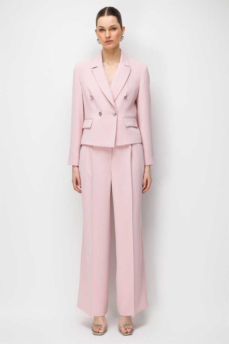 Modailgi  Mono Yaka Kruvaze Ceket - 40050 Pembe