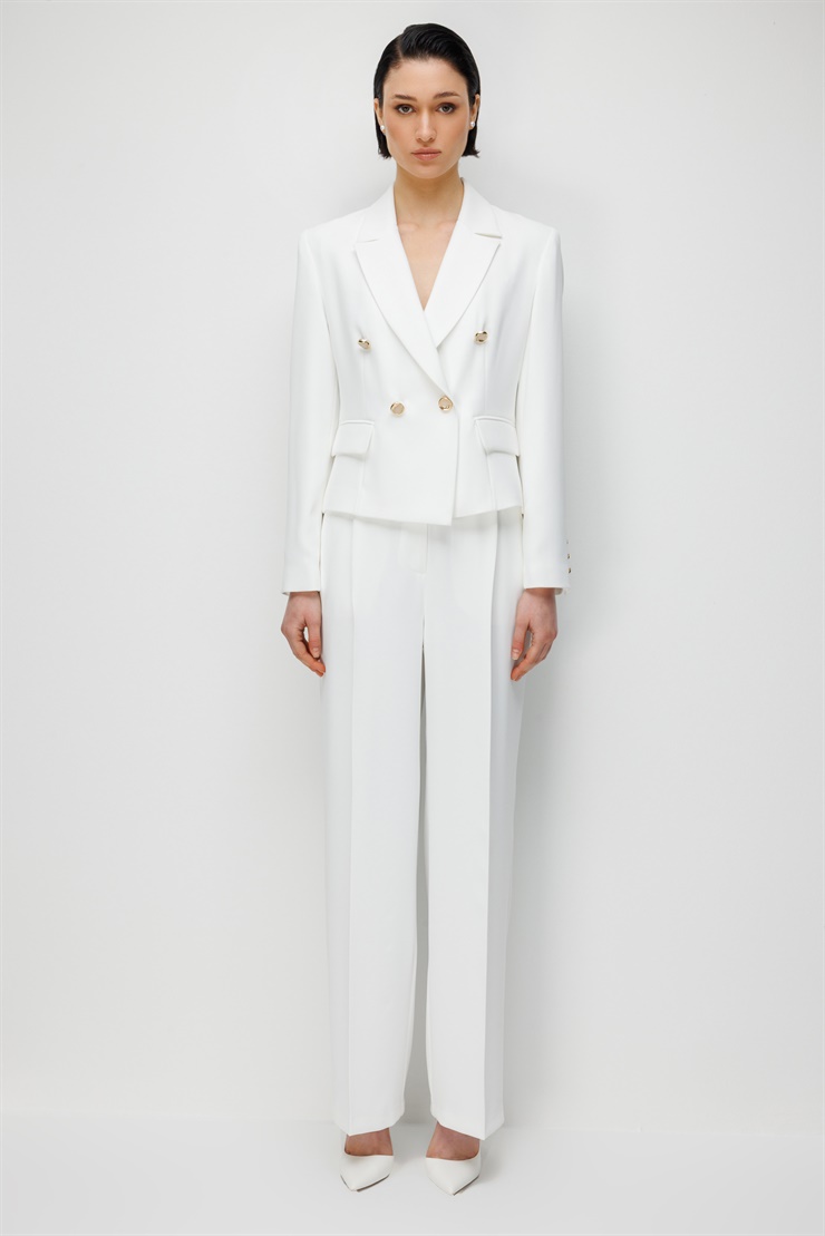 Modailgi  Mono Yaka Kruvaze Ceket - 40050 Ekru