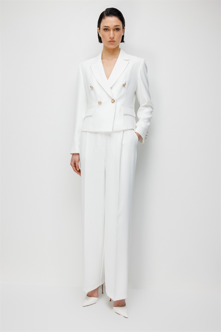 Modailgi  Mono Yaka Kruvaze Ceket - 40050 Ekru