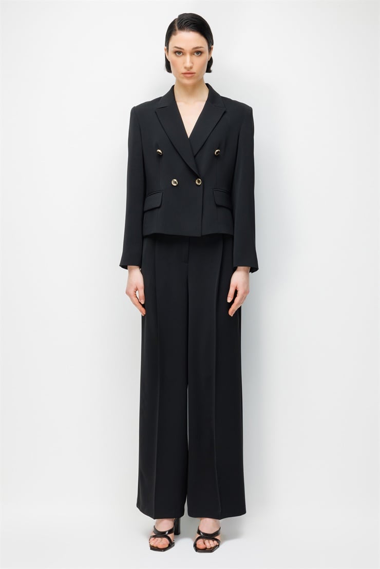 Modailgi  Mono Yaka Kruvaze Ceket - 40050 Siyah