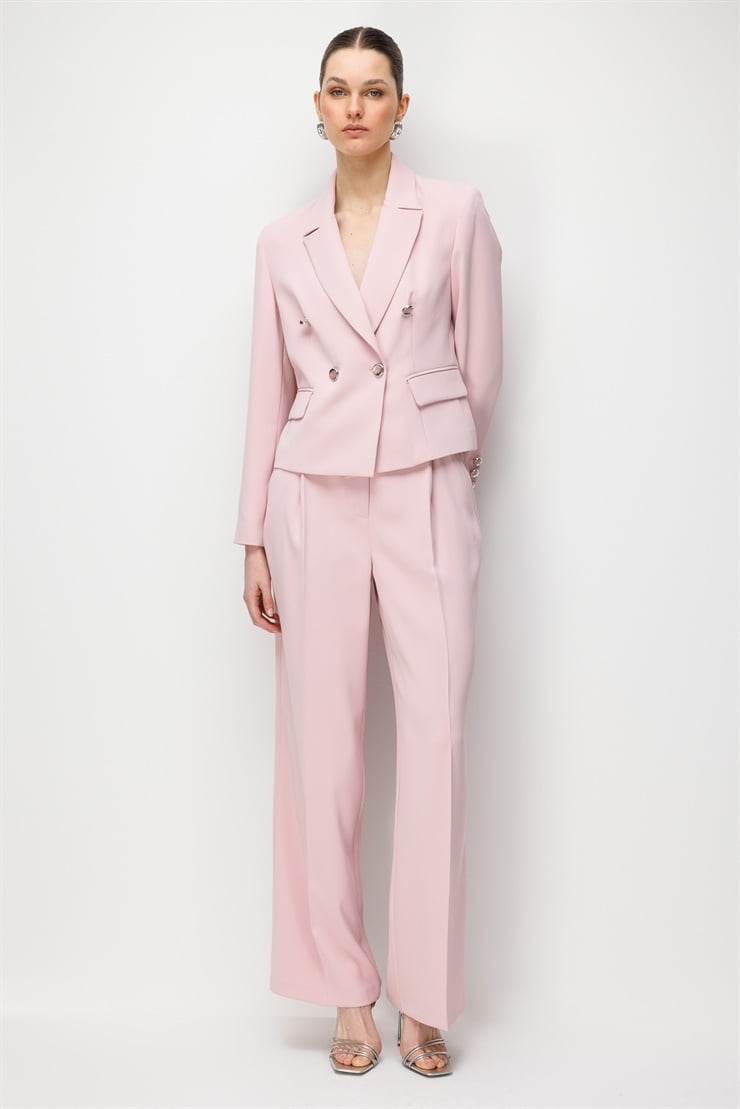 Modailgi  Mono Yaka Kruvaze Ceket - 40050 Pembe