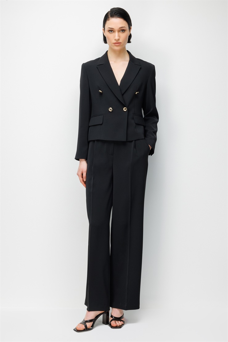 Modailgi  Mono Yaka Kruvaze Ceket - 40050 Siyah