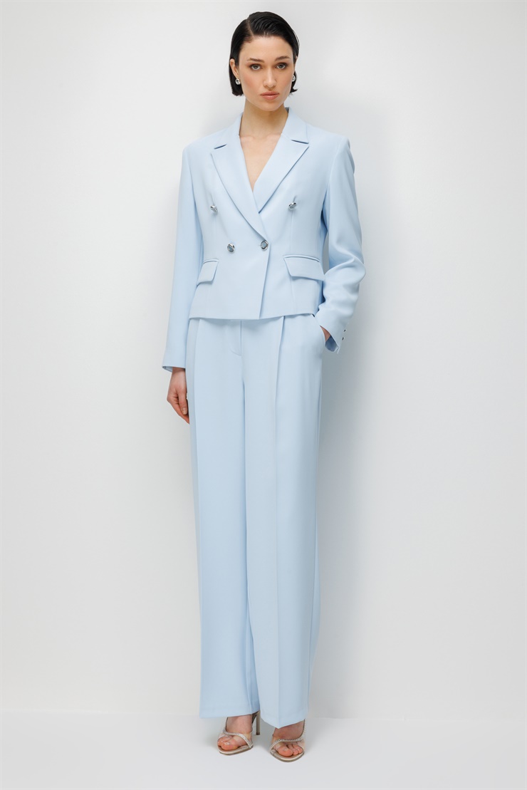 Modailgi  Mono Yaka Kruvaze Ceket - 40050 Mavi