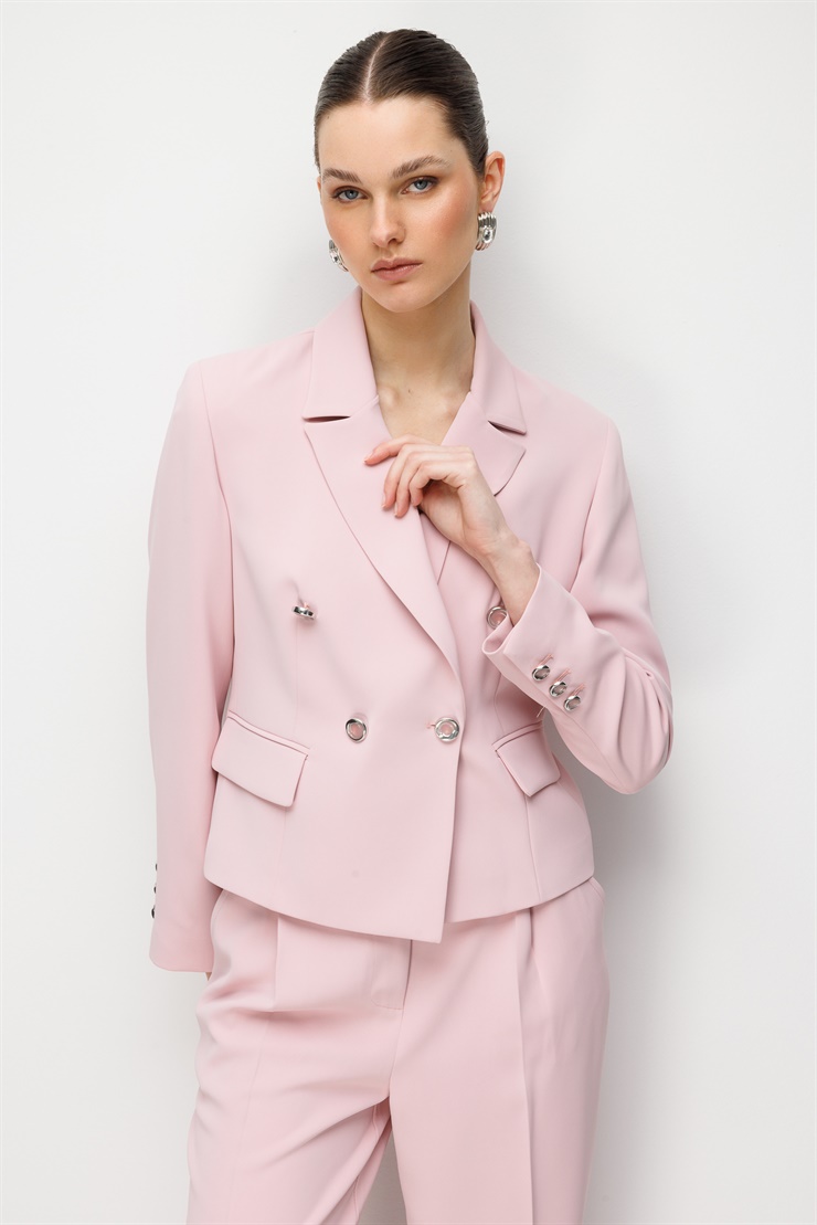 Modailgi  Mono Yaka Kruvaze Ceket - 40050 Pembe