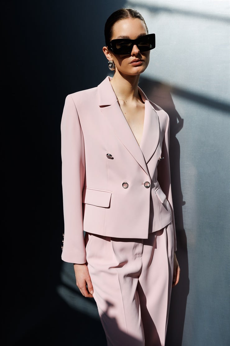 Modailgi  Mono Yaka Kruvaze Ceket - 40050 Pembe