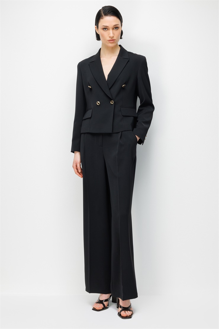 Modailgi  Mono Yaka Kruvaze Ceket - 40050 Siyah