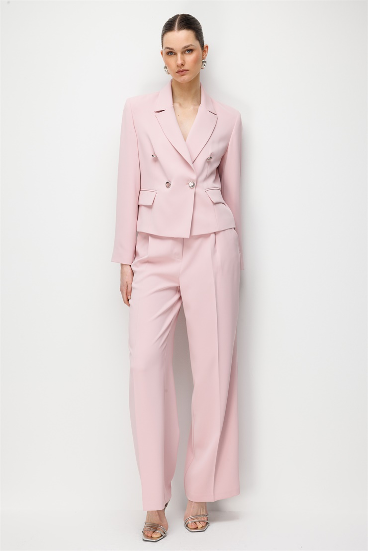 Modailgi  Mono Yaka Kruvaze Ceket - 40050 Pembe