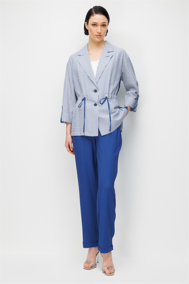 Modailgi Mono Yaka Manşeti Apoletli Çizgili İkili Takım - 40095
