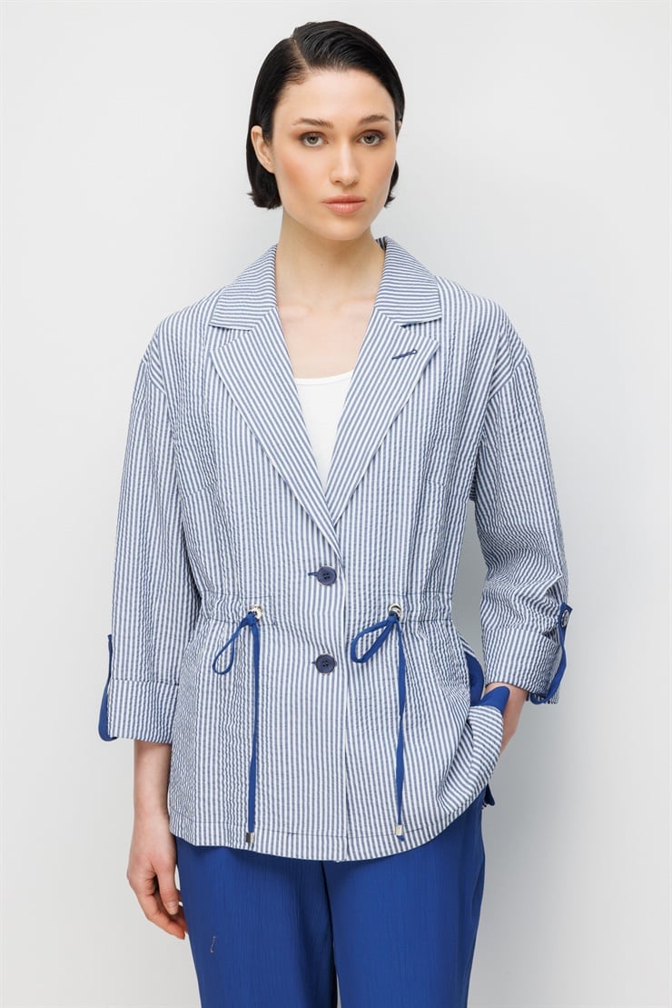 Modailgi Mono Yaka Manşeti Apoletli Çizgili İkili Takım - 40095