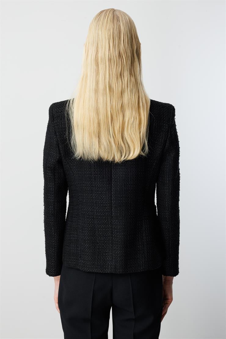 Modailgi  Mono Yaka Torba Cepli Kısa Astarlı Ceket Siyah