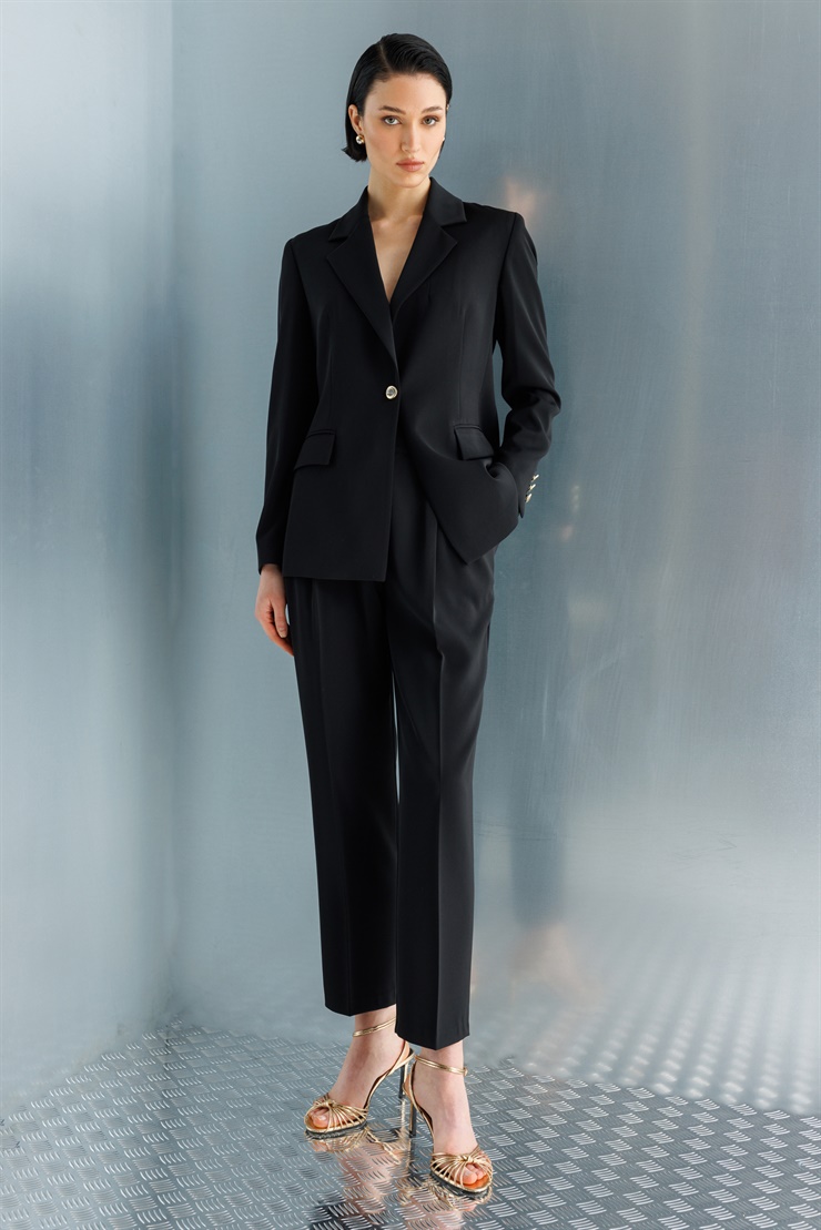 Modailgi Mono Yaka Vatkalı Tek Düğme Ceket - 40051