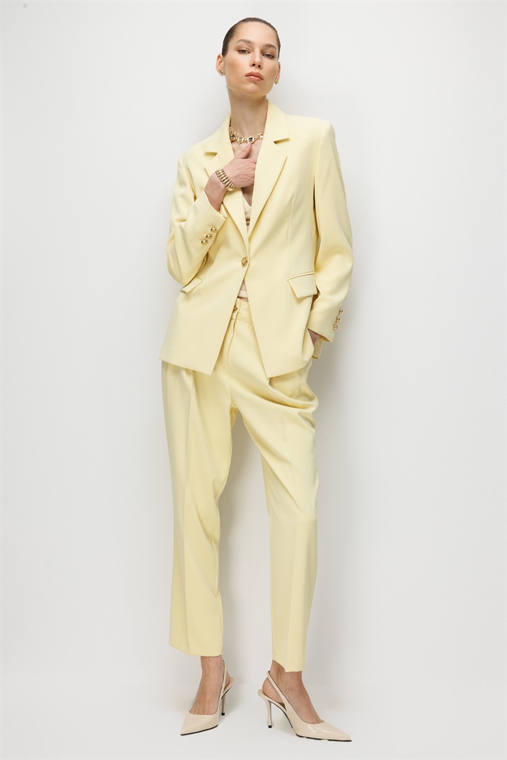 Modailgi Mono Yaka Vatkalı Tek Düğme Ceket - 40051