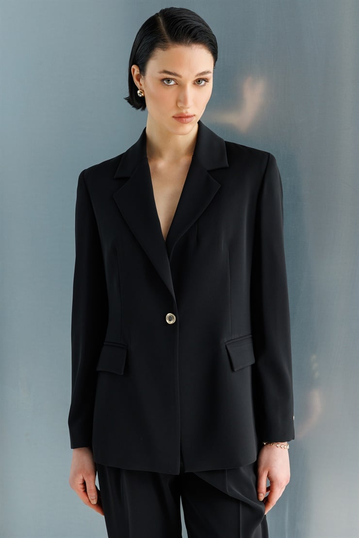 Modailgi Mono Yaka Vatkalı Tek Düğme Ceket - 40051