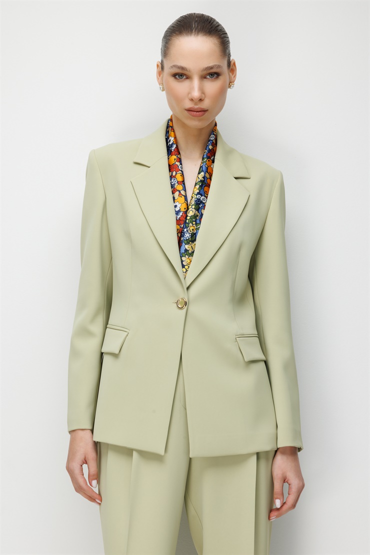 Modailgi Mono Yaka Vatkalı Tek Düğme Ceket - 40051