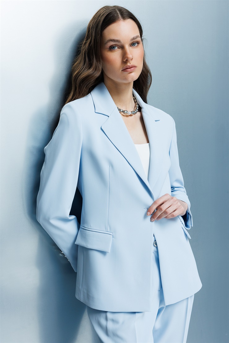 Modailgi Mono Yaka Vatkalı Tek Düğme Ceket - 40051