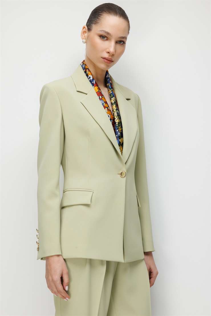 Modailgi Mono Yaka Vatkalı Tek Düğme Ceket - 40051