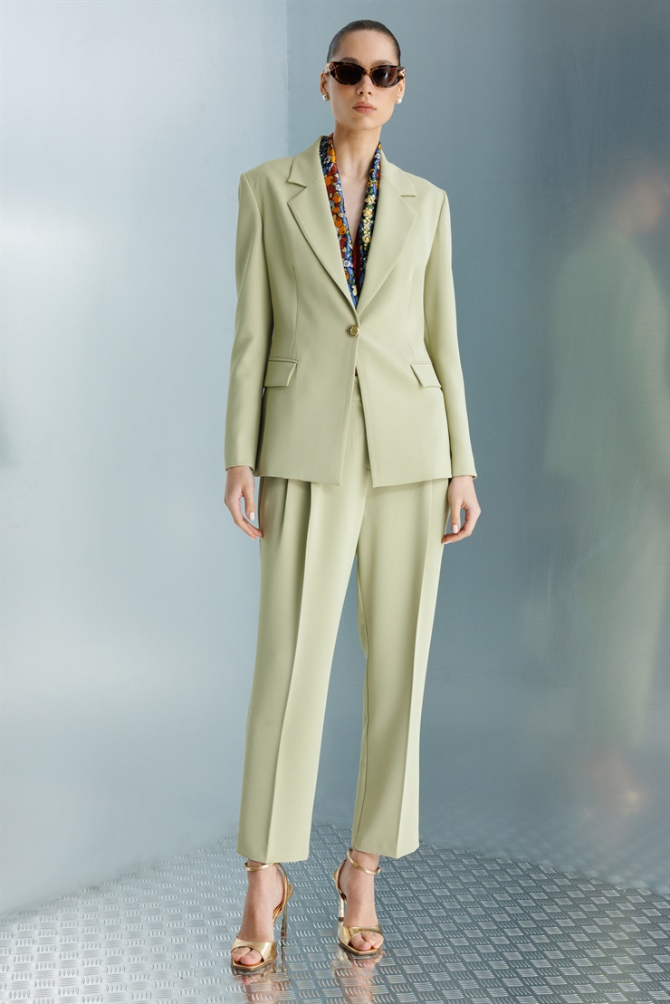 Modailgi Mono Yaka Vatkalı Tek Düğme Ceket - 40051