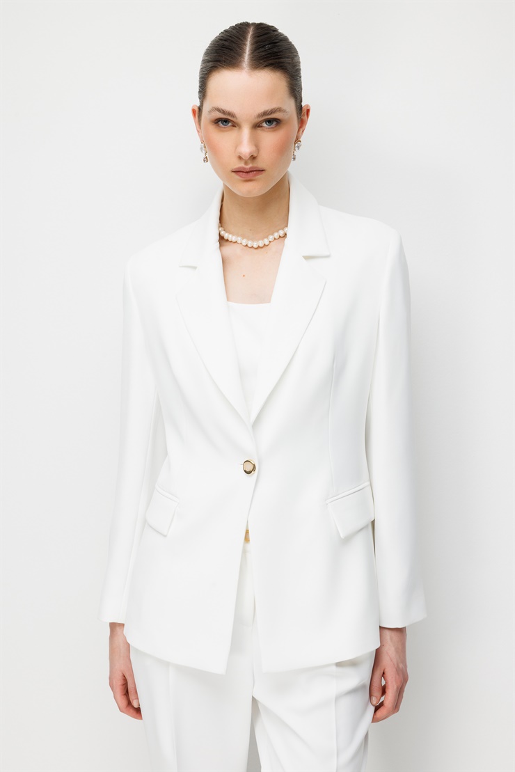 Modailgi Mono Yaka Vatkalı Tek Düğme Ceket - 40051