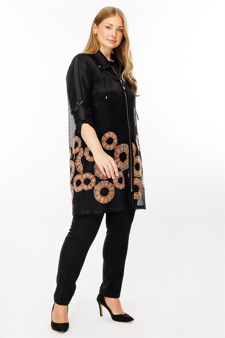 Modailgi  Nakışlı File Detaylı Kap Siyah