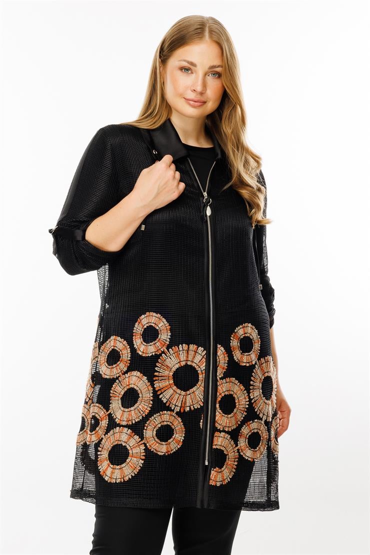 Modailgi  Nakışlı File Detaylı Kap Siyah