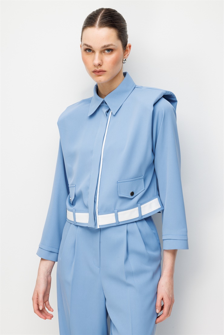 Modailgi Omzu Vatkalı Çıtçıt Kapamalı Mont - 40104