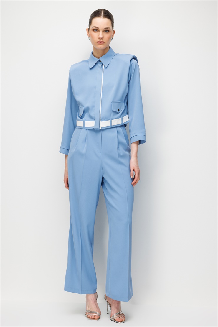 Modailgi Omzu Vatkalı Çıtçıt Kapamalı Mont - 40104