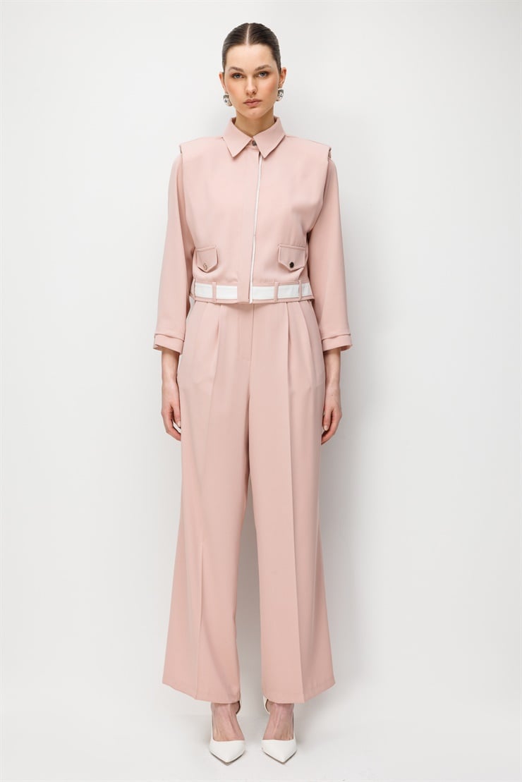 Modailgi Omzu Vatkalı Çıtçıt Kapamalı Mont - 40104