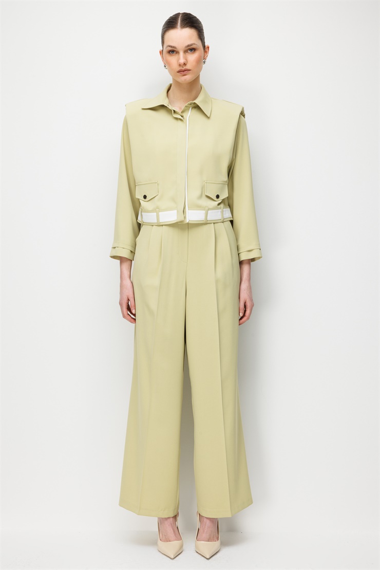 Modailgi  Omzu Vatkalı Çıtçıt Kapamalı Mont - 40104 Mint