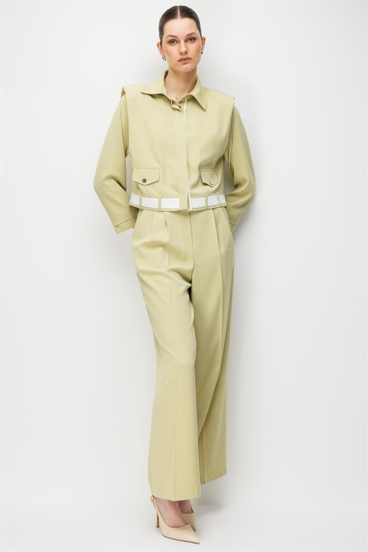 Modailgi  Omzu Vatkalı Çıtçıt Kapamalı Mont - 40104 Mint