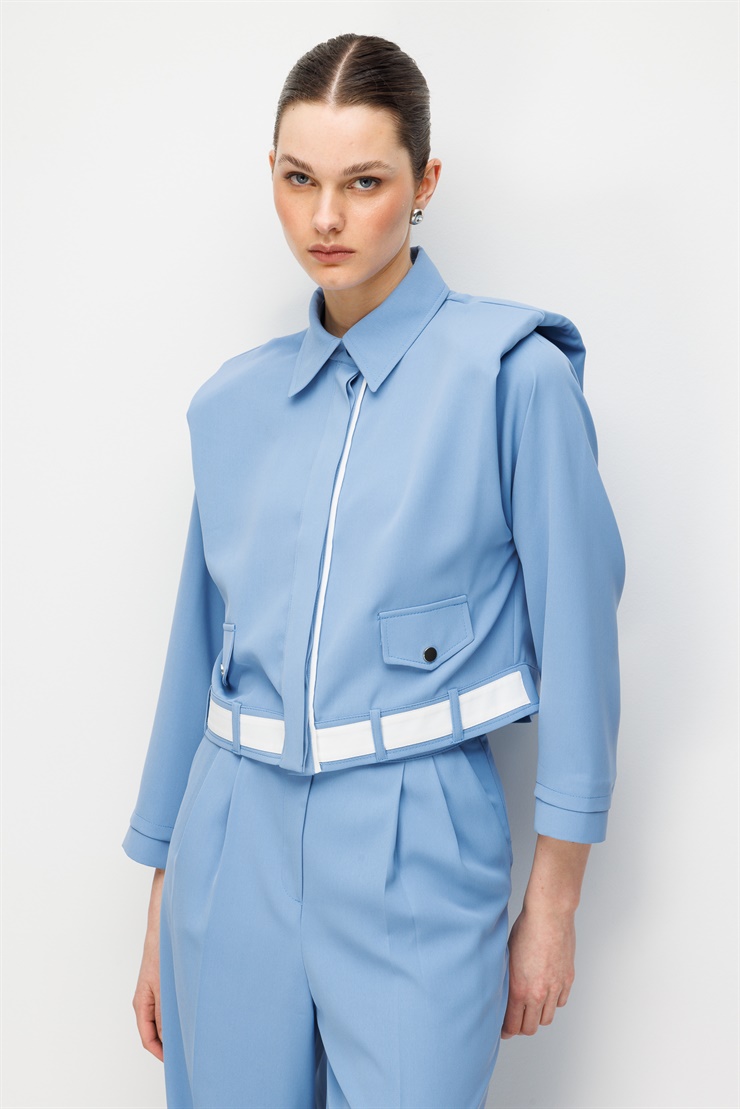 Modailgi Omzu Vatkalı Çıtçıt Kapamalı Mont - 40104