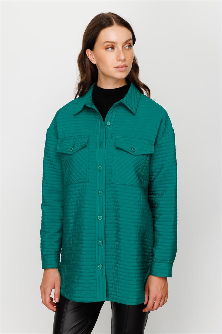 Modailgi  Oversize Kapitone Tunik Yeşil