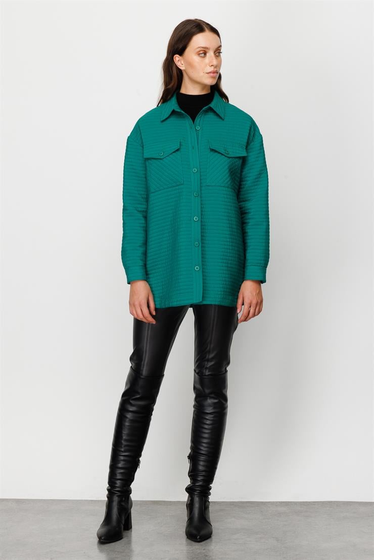 Modailgi  Oversize Kapitone Tunik Yeşil