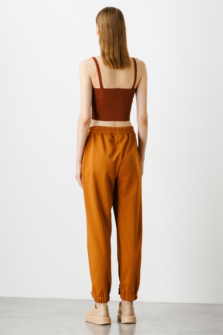 Modailgi  Paçası Zımba Detaylı Pantolon Tarçın
