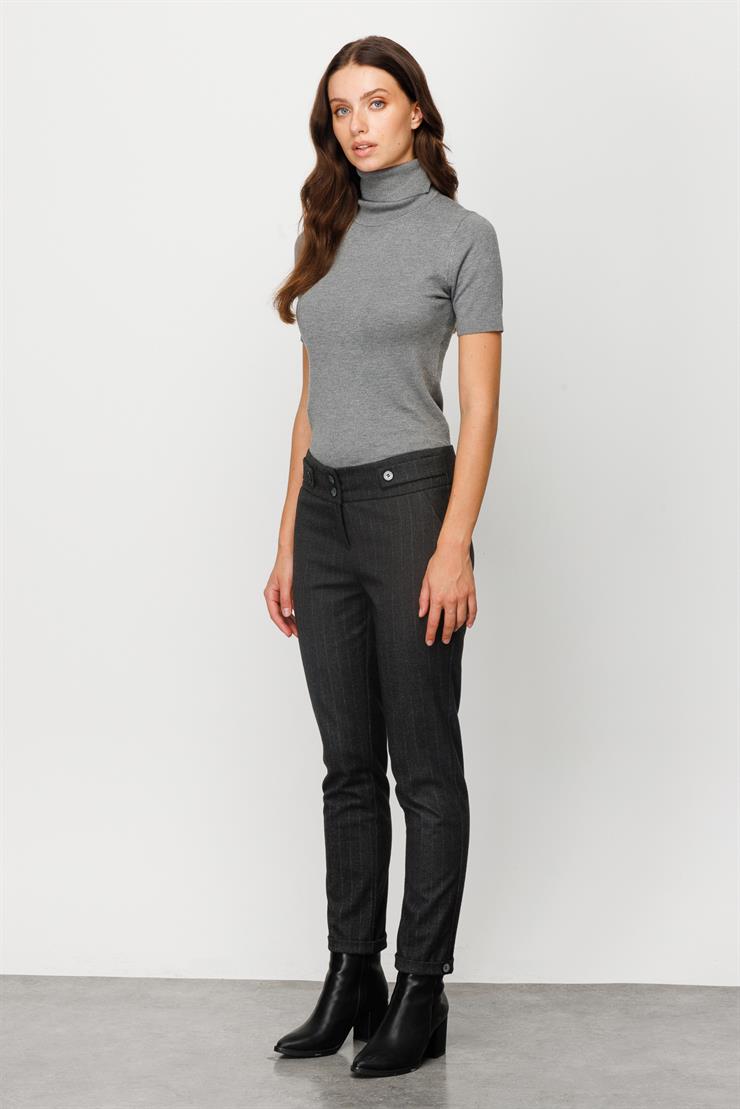 Modailgi  Yan Cep Çizgili Pantolon Antrasit