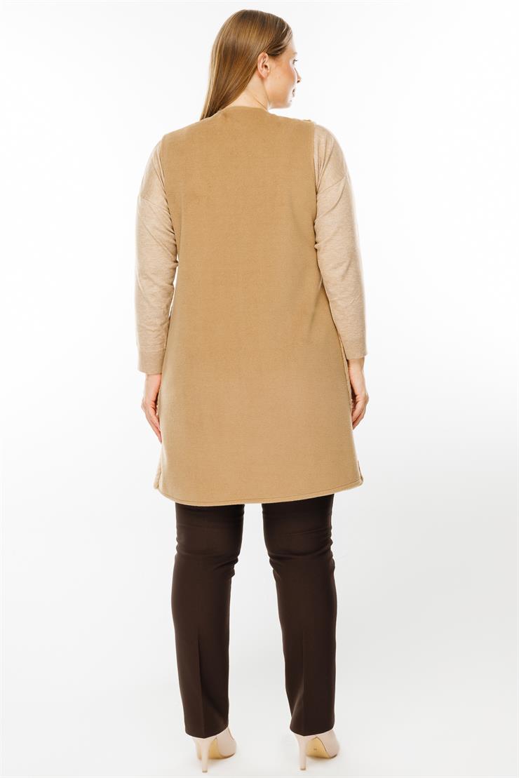 Modailgi  Peluş Kürklü Yelek Camel