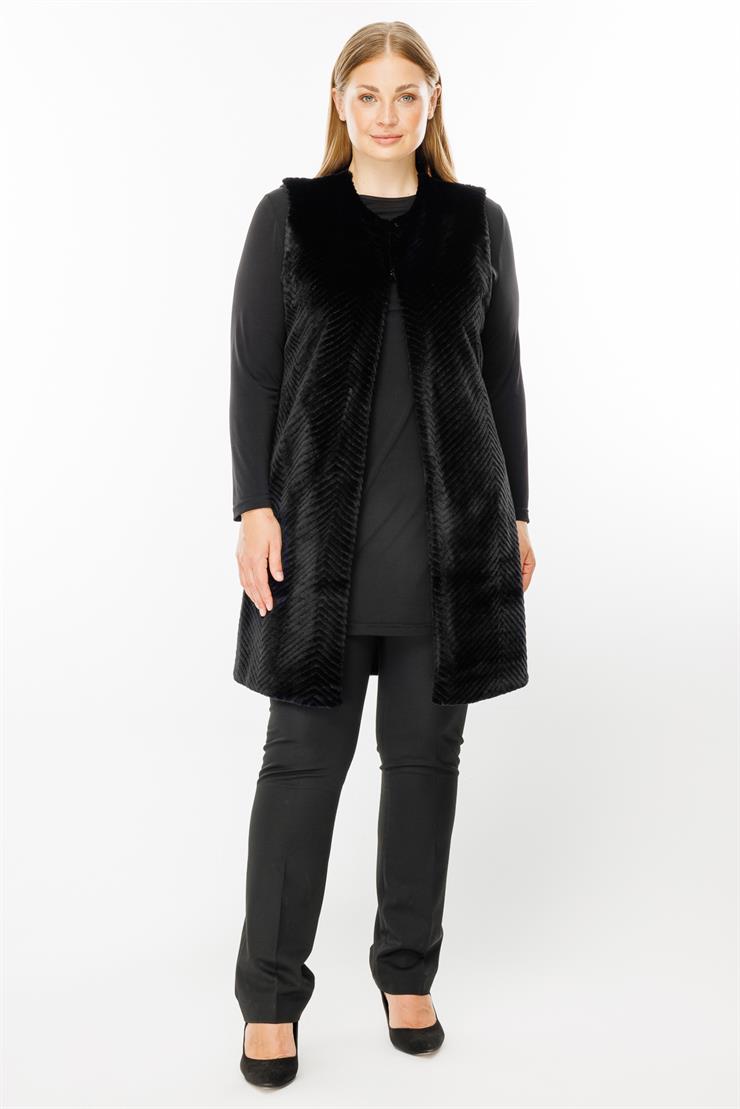 Modailgi  Peluş Kürklü Yelek Siyah