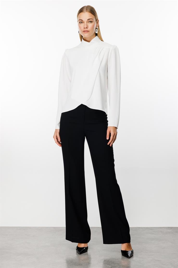 Modailgi  Pile Detaylı Anvelop Bluz Ekru