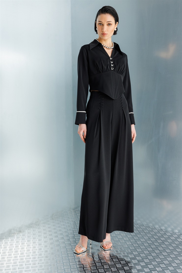 Modailgi Pile Üzeri Şeritli Geniş Paça Pantolon - 10103