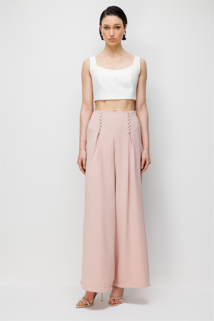 Modailgi Pile Üzeri Şeritli Geniş Paça Pantolon - 10103