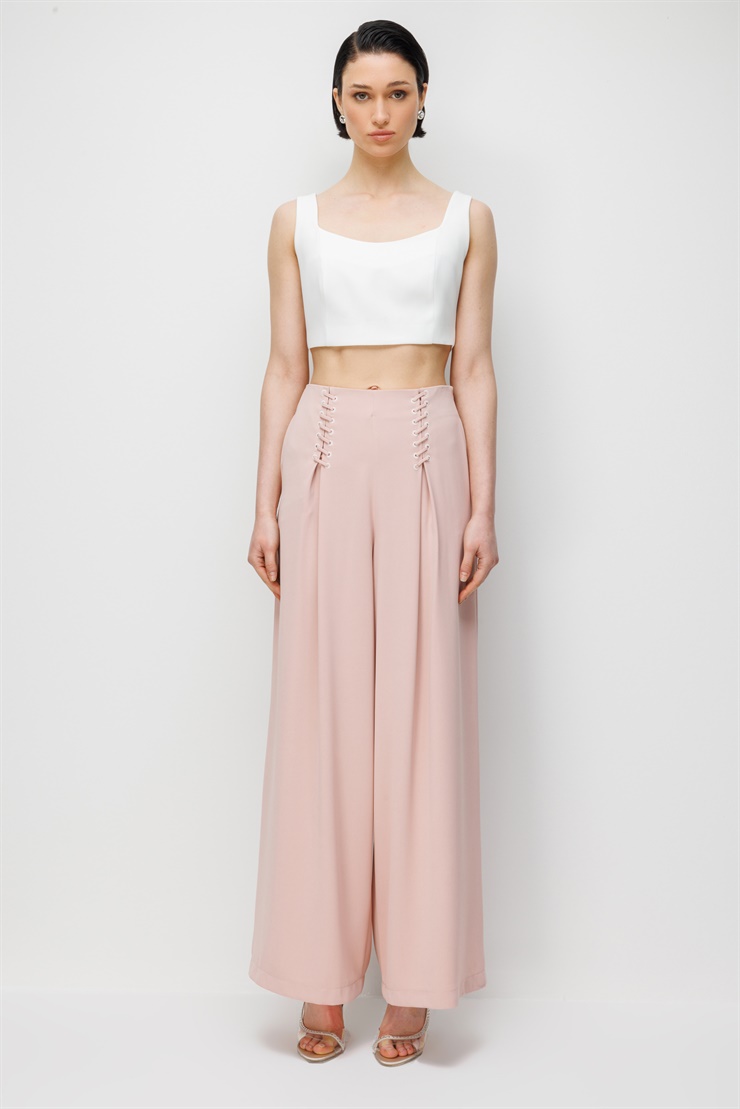 Modailgi Pile Üzeri Şeritli Geniş Paça Pantolon - 10103