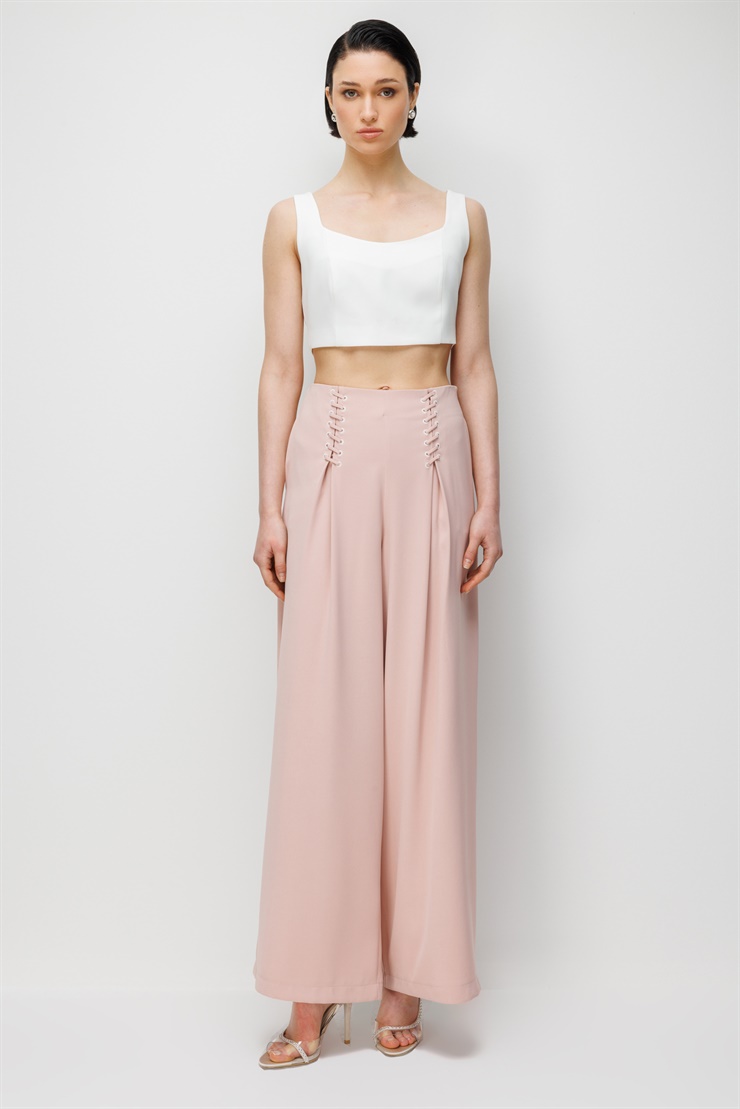 Modailgi Pile Üzeri Şeritli Geniş Paça Pantolon - 10103