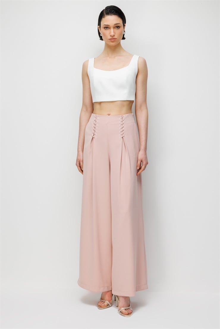 Modailgi Pile Üzeri Şeritli Geniş Paça Pantolon - 10103