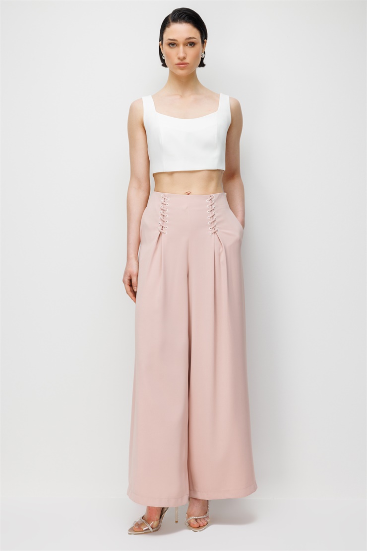 Modailgi Pile Üzeri Şeritli Geniş Paça Pantolon - 10103