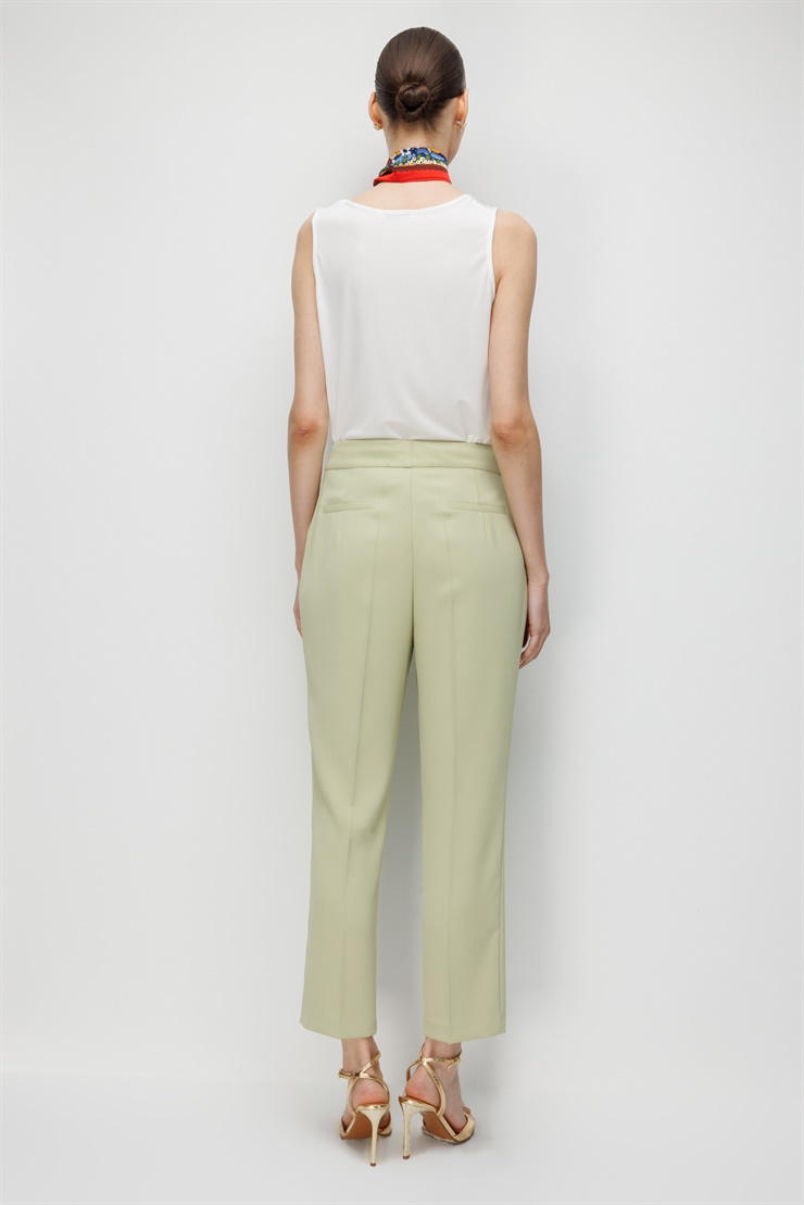 Modailgi  Pileli Yan Cep Dokuma Pantolon - 70051 Mint