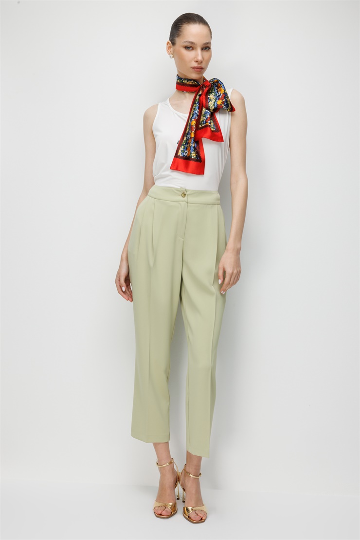 Modailgi  Pileli Yan Cep Dokuma Pantolon - 70051 Mint