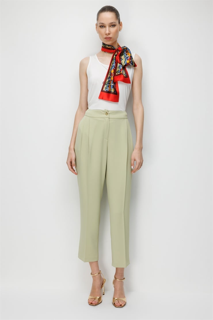 Modailgi  Pileli Yan Cep Dokuma Pantolon - 70051 Mint