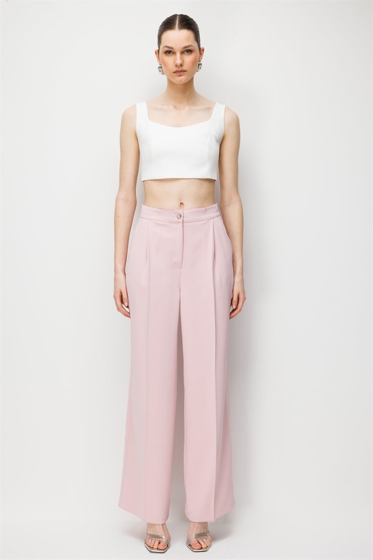 Modailgi  Pileli Yan Cep Pantolon - 70050 Pembe