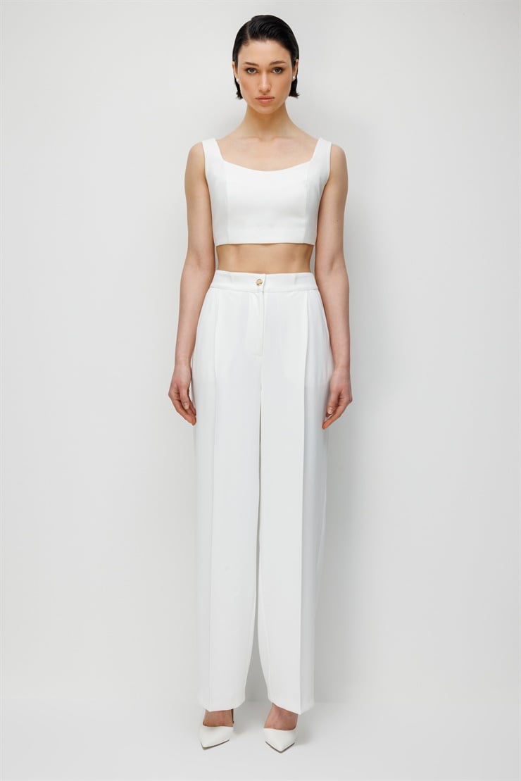 Modailgi  Pileli Yan Cep Pantolon - 70050 Ekru