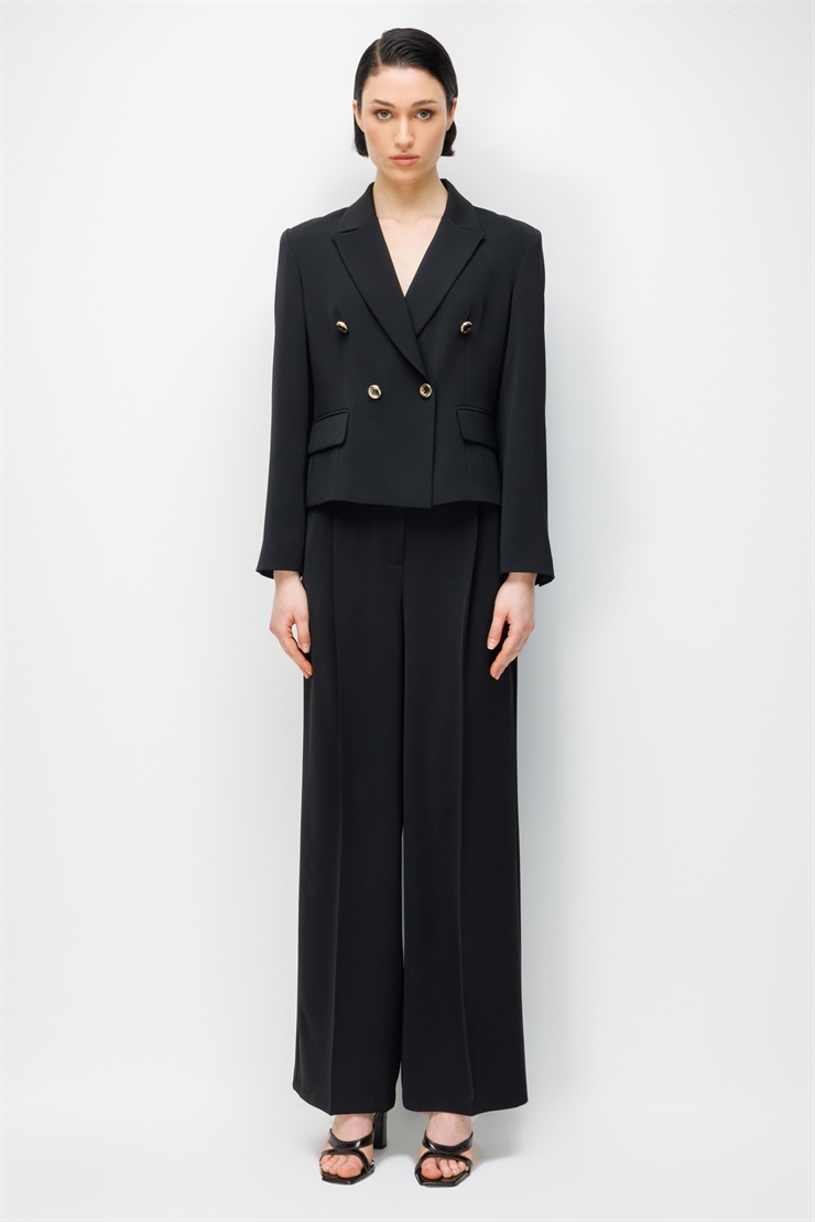 Modailgi  Pileli Yan Cep Pantolon - 70050 Siyah