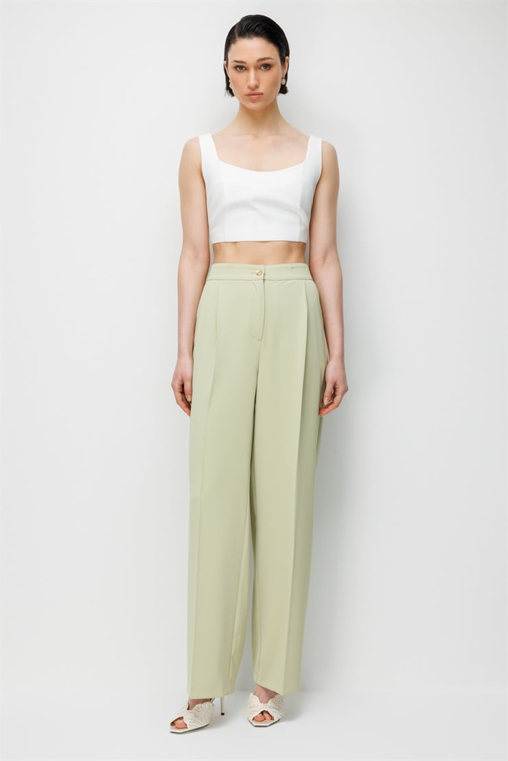 Modailgi  Pileli Yan Cep Pantolon - 70050 Mint